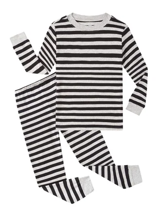 Striped Long Sleeve Pajama Set, Black (size 5)