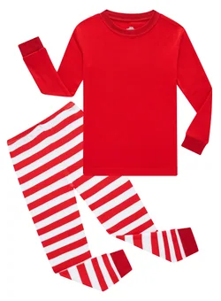 Christmas Striped Pajama Set, Red