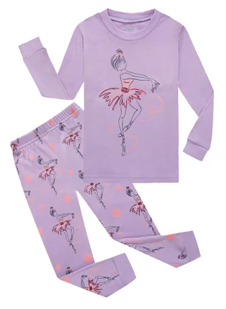 Ballet Long Sleeve Pajama Set, Purple