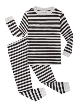 Striped Long Sleeve Pajama Set, Black (size 5)