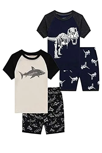 Shark Short Sleeve Pajama Set, Grey (size 7)
