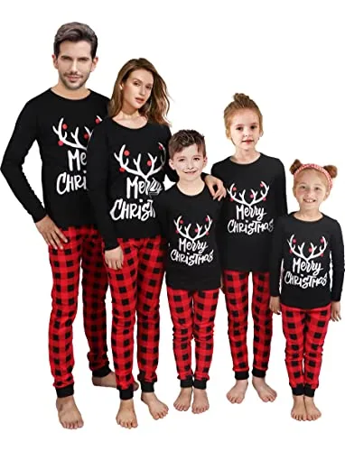 Christmas Long Sleeve Pajama Set, Black