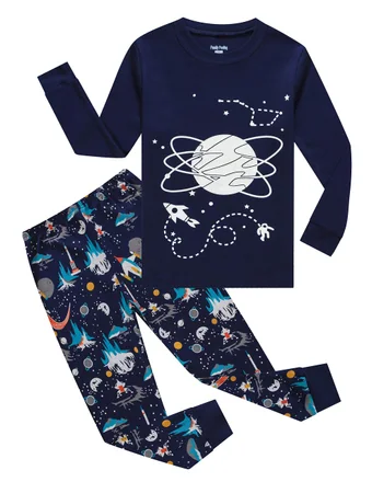 Space Long Sleeve Pajama Set, Blue (size 16)