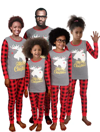Christmas Plaid Pajama Set, Grey