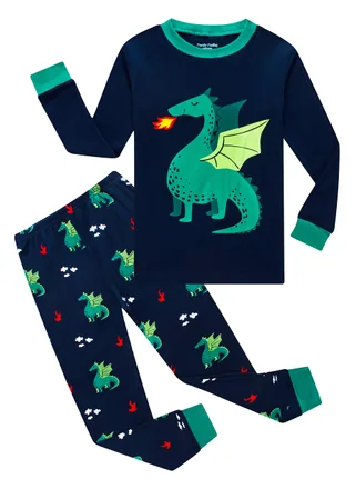 Dragon Long Sleeve Pajama Set, Blue