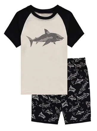 Shark Short Sleeve Pajama Set, Black (size 8)