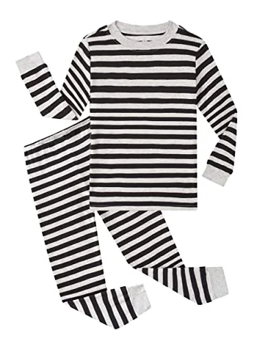 Striped Long Sleeve Pajama Set, Black (size 5)