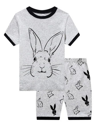 Easter Short Sleeve Pajama Set, Grey