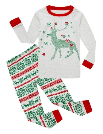 Christmas Long Sleeve Pajama Set, Grey