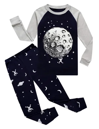 Space Long Sleeve Pajama Set, Blue (size 12)