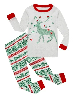Christmas Long Sleeve Pajama Set, Grey
