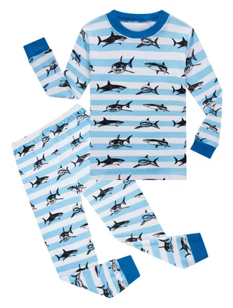 Shark Long Sleeve Pajama Set, Blue (size 10)